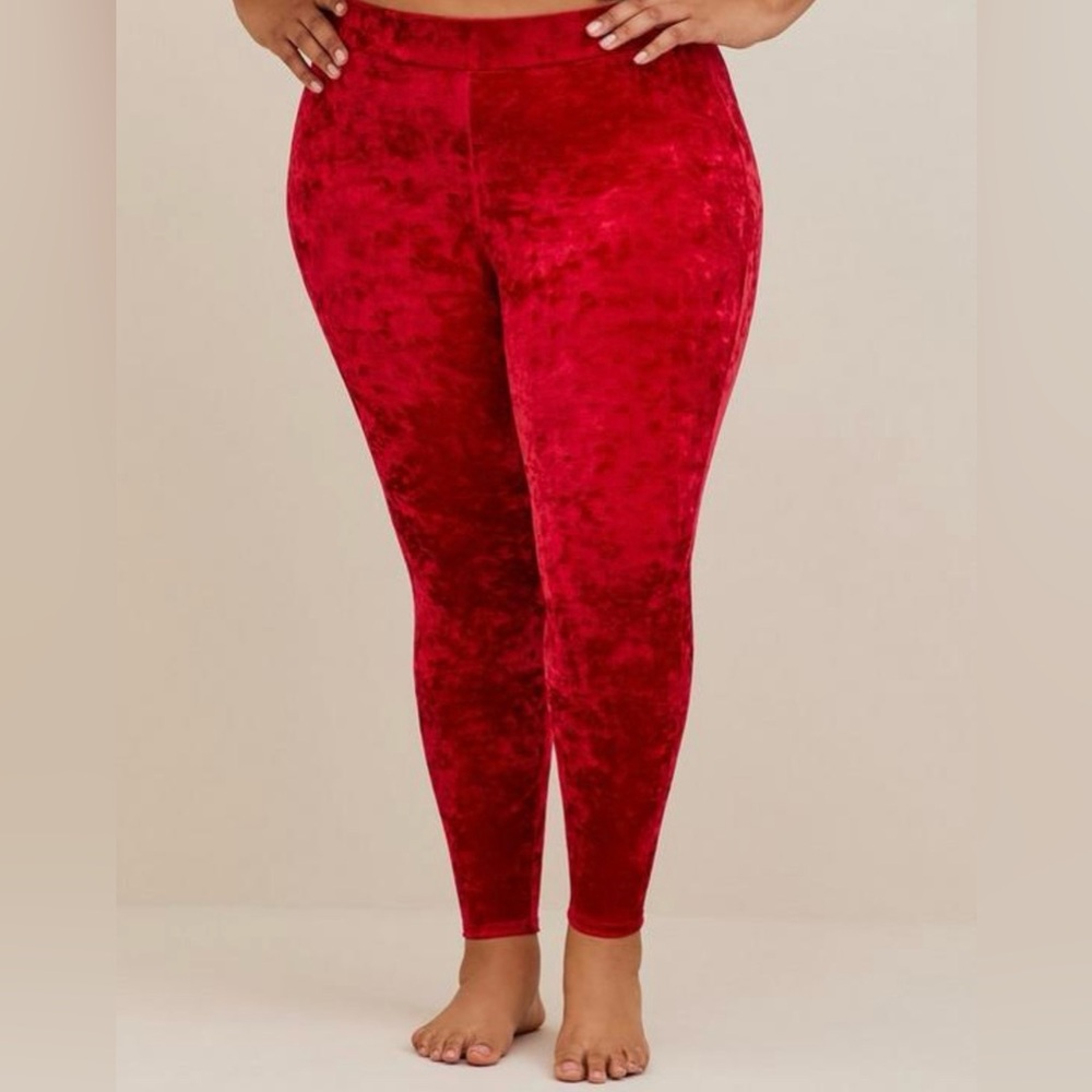 Torrid Crushed Red Velvet High-Rise Full-Length Leggings